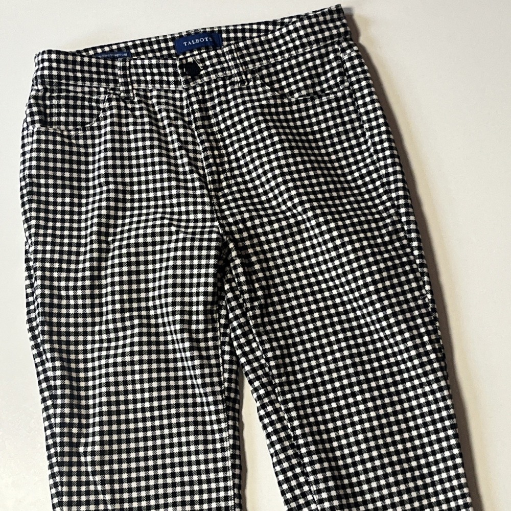 Talbots Velveteen Gingham Pants Size 4 High Waist Straight Leg Country Club Chic